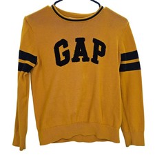 Gap Kids Boys size L 10 Logo Cotton Crewneck Long Sleeve Sweater Yellow/Black