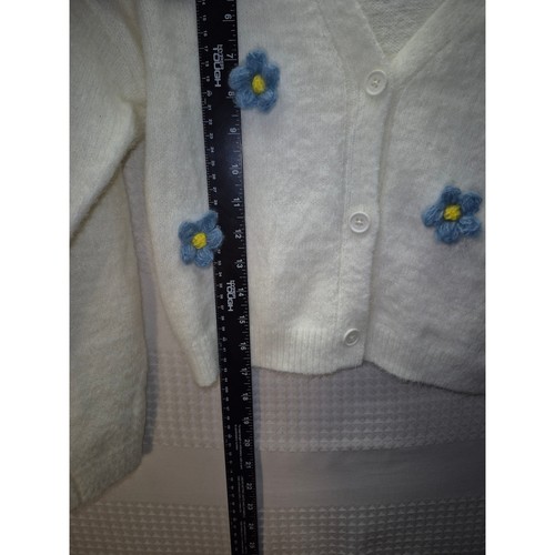 Mini Society Girls size medium 8 white flower design sweater Cardigan - Picture 4 of 7