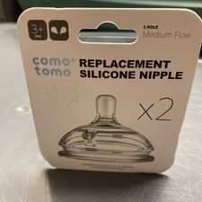 Package of 2 COMO TOMO Replacement Silicone Nipples Medium Flow 3 Months
