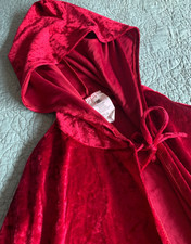 Red Velvet Adult Cape Little Red Riding Hood Halloween Cosplay Costume, size M