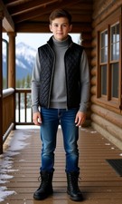 Obermeyer Junior Heat Vest M Kids 10/12 Insulated Puffer Ski Layer Black 64491