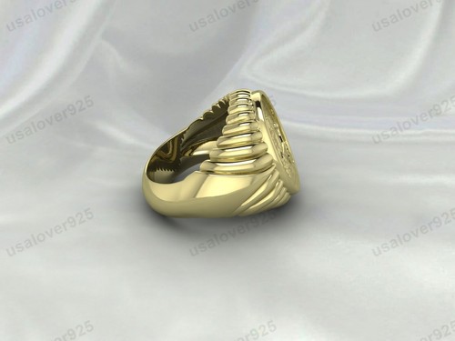 Anillo de sello único de diseño de pescadores para hombre, joyería de latón amarillo de alta calidad - Imagen 18 de 24