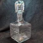 Vintage Blenko 1962 Clear Strata Block Glass Decanter  with Glass Stopper