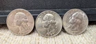 Lot of 3 1952 PD&S BU Silver Washington Quarters 25c 250853