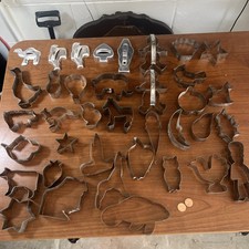 Lot of 37 Vintage Cookie Cutters   Animals, Christmas, Stars, Birds  More Metal