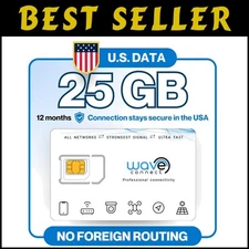 Year-Long 25GB Data SIM Card - Activates on First Use, Speedy Connectivity