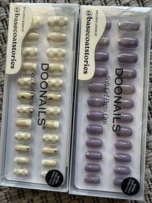 Doonails Soft Press-On Nägel Violet Visons & Creamy Checkers Short Square Neu