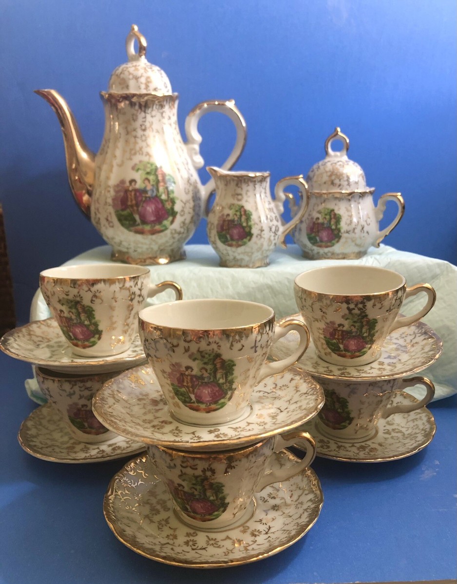 Vintage 17 Pc Empress Japan Demitasse Coffee Tea Set Love