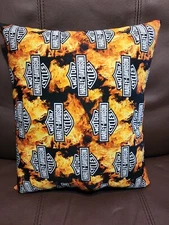 NEW Handmade Handcrafted Flame Harley Davison Travel throw pillow 12"X10"
