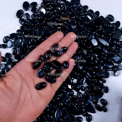 20 Pcs Natural AAA Black Onyx Mix Shape Cabochon Gemstone Lot 10-20mm