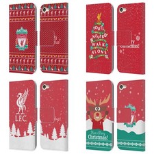 LIVERPOOL FC FESTIVE CHRISTMAS PU LEATHER BOOK CASE FOR APPLE iPOD TOUCH MP3