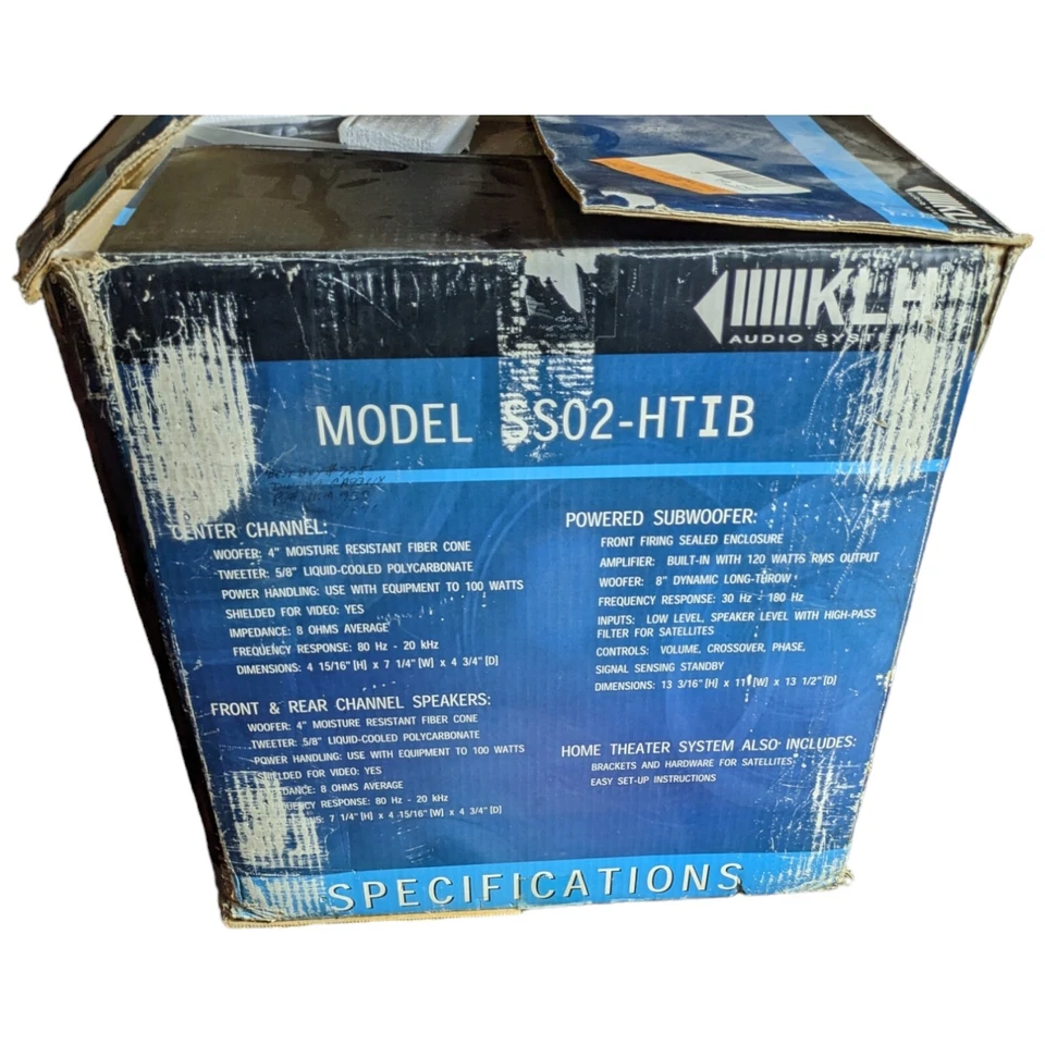 KLH ASW10-120B Subwoofer 10" Bajo Fuerte Sub con Sistema de Cine en Casa SS02-HTIB Foto 3 de 4