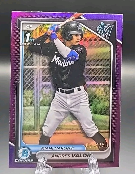 2024 Bowman Chrome Andres Valor Purple #/250 Refractor 1st Bowman Marlins