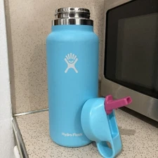 Hydro Flask Special Edition Wind 32 OZ Wide Mouth Flex Straw PACIFIC BLUE Pink