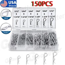 150 pcs Cotter Pins R Clips Assortment Kit for Hitch Pin Clip Locking R Hairpin