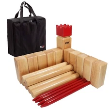 Oak Hardwood Kubb Viking Tossing Game Outdoor Backyard Lawn Throwing Game Set