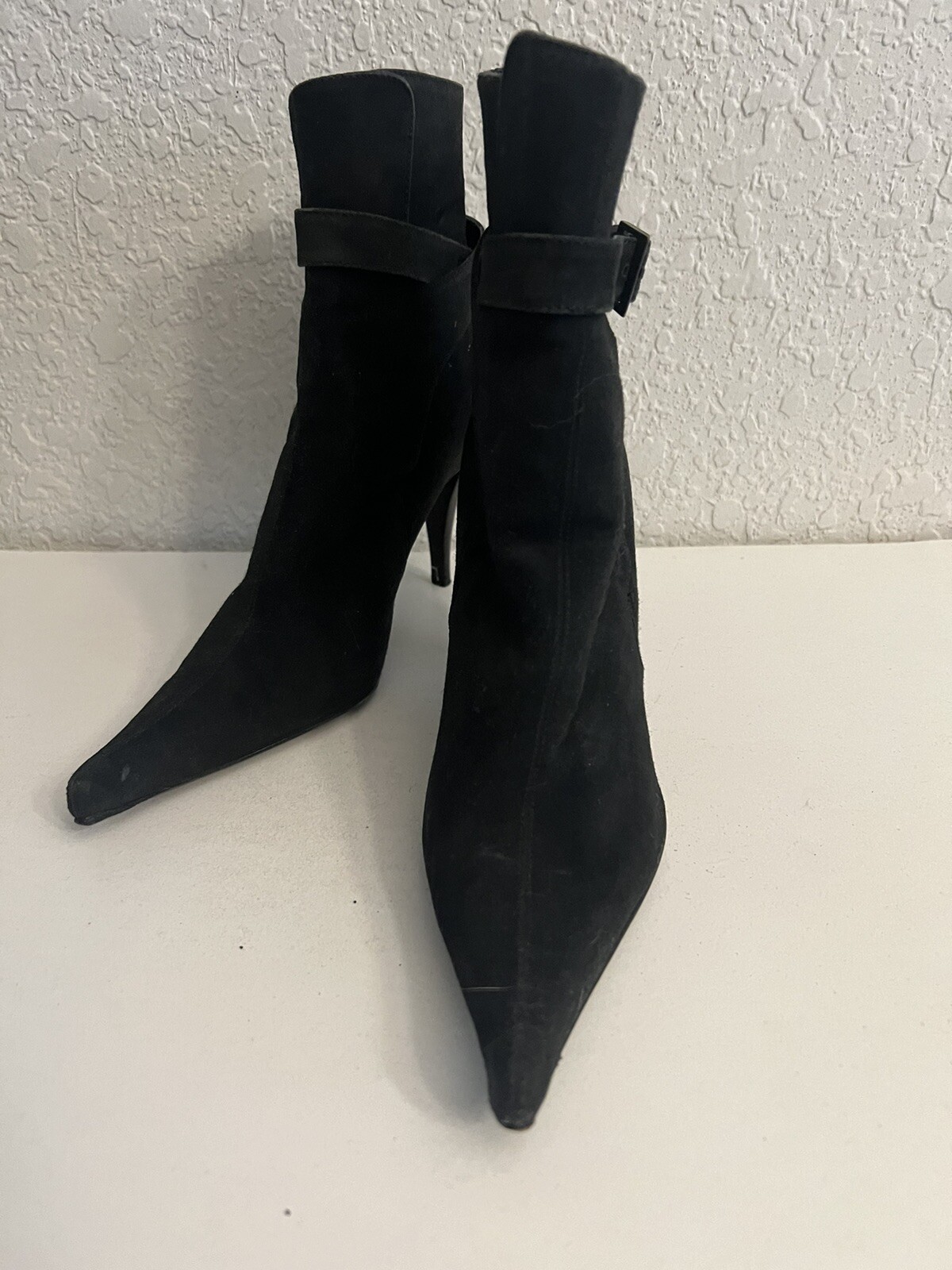 Stivaletti YSL Saint Laurent Paris Saint Laurent pelle scamosciata nera punta 6 5