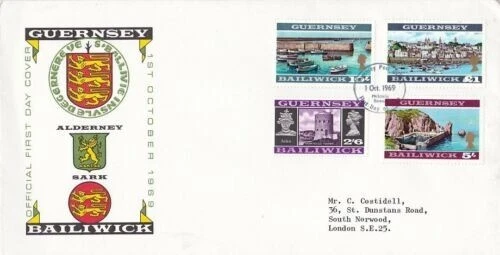 Guernsey 1969 Definitives High Values FDC typed VGC