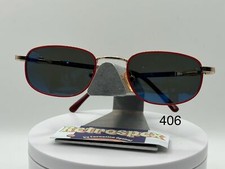 Vintage Eyeglasses NOS Small Red Rectangle Metal Blue Mirror POLARIZED Lens 00s