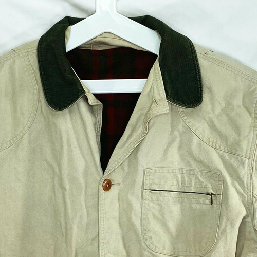 LL Bean Jacket Barn Chore Jacket Vintage Beige Corduroy Liner Mens Size XL USA - Imagen 3 de 12