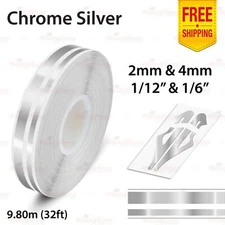 1/12" & 1/6" Twin Lines Stripe Tape Styling Decal Vinyl Sticker CHROME SILVER
