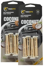 TrexNYC Car Air Fresheners Vent Sticks, Coconut Scent, 2 Packs