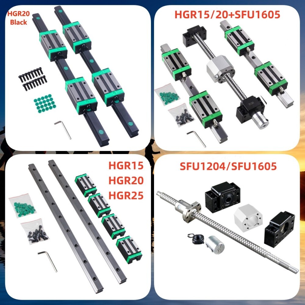 Rail de guidage linéaire CNCYEAH HGR20-1200 mm avec 4 blocs coulissants