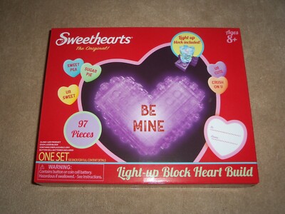 NEW - Sweethearts Light Up Block Heart Build - MELT MY HEART - 97 Pieces