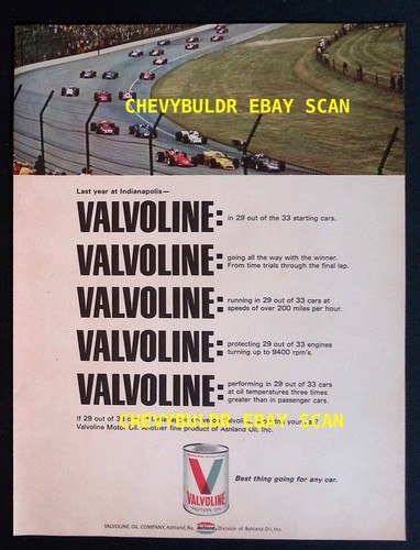 1971 Valvoline Motor Oil Vintage Indy Ad "Last Year at Indianapolis - "