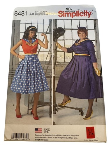 Simplicity Schnittmuster 8481 Rockabilly Kleid Superheld Held Kostüm Gr. 10-18