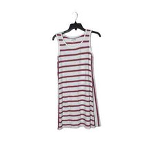 Max Studio Striped Ribbed Stretch Tank Dress Sleeveless Scoop Neck Women Small