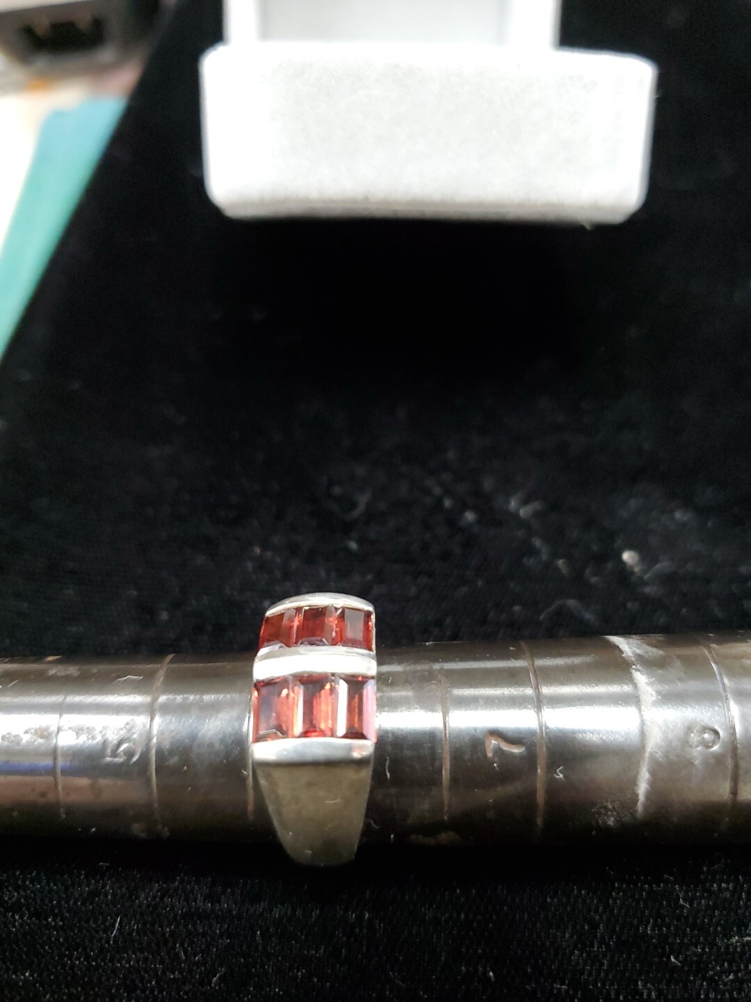 Sterling Silver 925 Garnet Rectangular Baguette M… - image 4