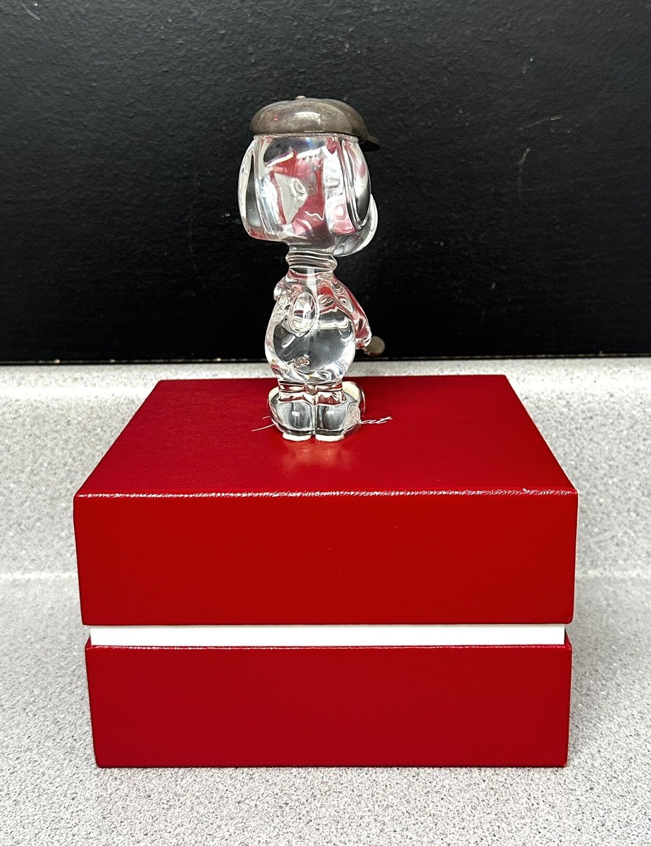 Rare! Baccarat Crystal UFS Snoopy Golf Silver Clear Figurine