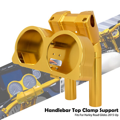 Gold Gauge Housing 10'' Top Clamp Handlebar Riser Fit For Harley Road Glide 15-23