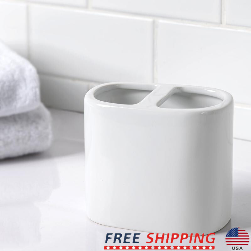 Soporte básico de cerámica para cepillo de dientes blanco accesorios de baño almacenamiento de cepillo de dientes