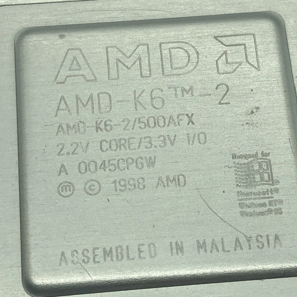 AS-IS AMD 500mhz AMD-K6-2 500AFX CPU Super Socket 7 2.2v core 3.3v K6-II Vintage - Image 2 of 4