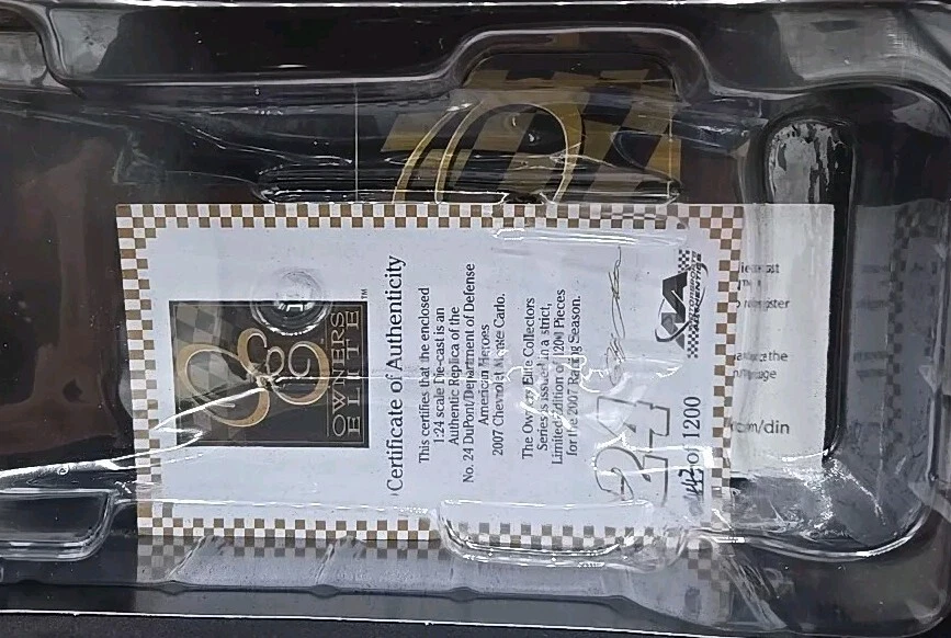 Jeff Gordon 2007 Elite #24 Dod militar dupont 1/24 Monte Carlo SS DIECAST. Foto 4 de 4