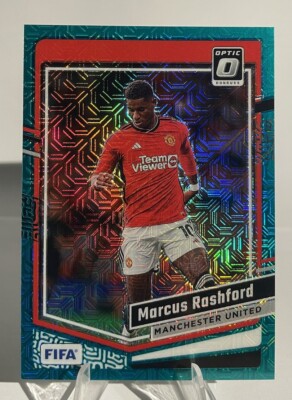 Marcus Rashford Aqua Mojo /49 - 2023-24 Panini Optic Donruss Soccer Card No. 96