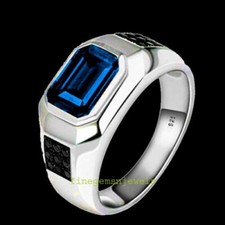 Natural London Blue topaz CZ Gemstones with 925 Sterling Silver Men's Ring 70