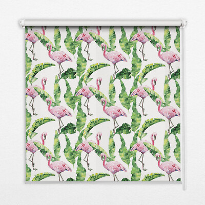 Innenrollo Easy fix Verdunkelungsrollos Sonnenschutz Flamingos auf den Blättern