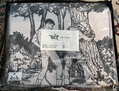 Vice Merchants Cowpokes Risqué Duvet Cover SLATE Egyptian Cotton Cali King RARE
