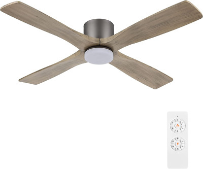 54'' Graphite Flush Mount DC Ceiling Fan with Lights & Remote, 6-Speed, Noiseless