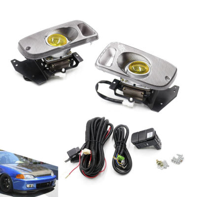 For Honda Civic 2/3Dr JDM 1992-95 Yellow Bumper Fog Light + Switch Driving Lamps