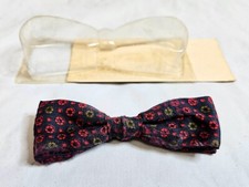 Vintage Burtshire Red and Black Patterned Clip on Bow Tie - in original package