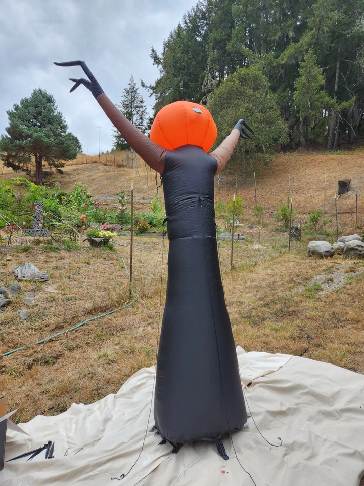 Gemmy Inflatable Pumpkin Scarecrow 8 Ft Halloween Lighted Airblown Ghoul Target - Image 3 of 4