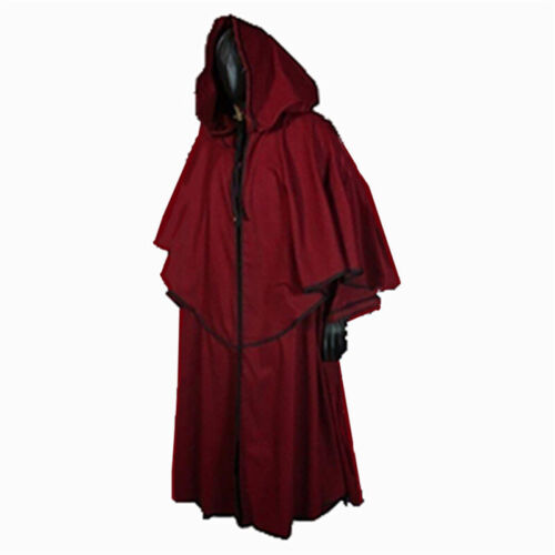 Middle Age Halloween Cloak Hooded Robe Cloak Monk Robe Cloak Cosplay Wizard Cape - Picture 1 of 13