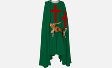 Medieval Knight Templar Green Tunic  Hooded Cloak Costume Renaissance SCA