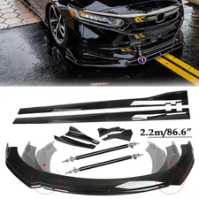 Front Bumper Lip Splitter Spoiler Side Skirt Strut Rod For Honda Accord Sport