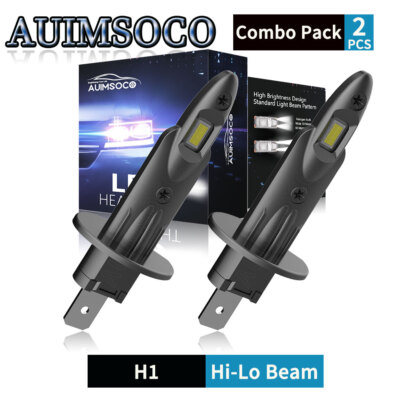 Pair H1 LED Headlight High Beam Bulbs 36000LM 10000K 60W Cool White Super Bright