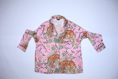 Karen Mabon Anthropologie Silk Tiger Blossom Sleep Pajama 2 Piece Set Womens 5XL - Picture 4 of 16